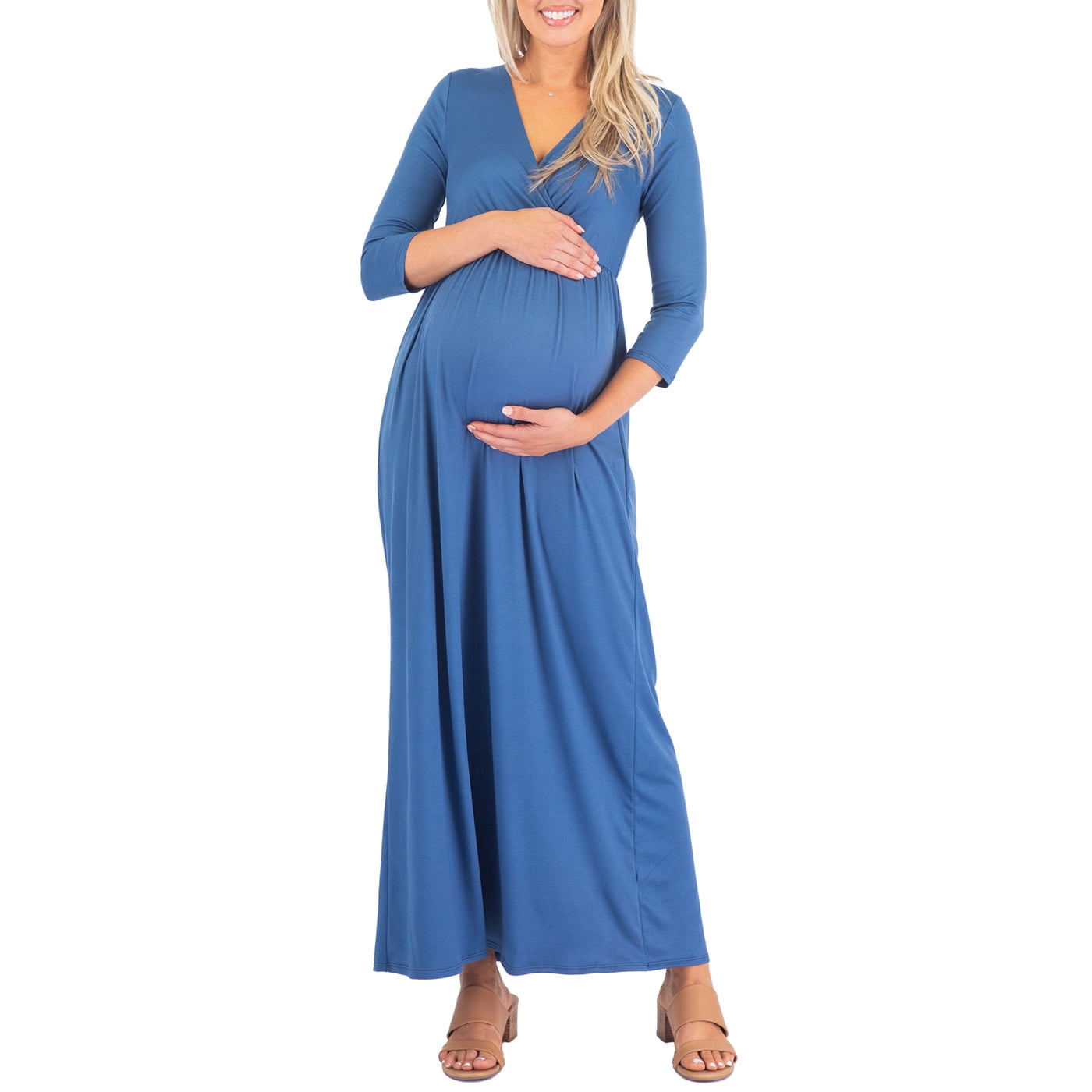 Solid 3/4 Sleeve Ruched Cutout Dress