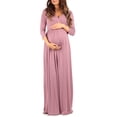 thumbnail image 1 of Mother Bee Maternity V-Neck 3/4 Sleeve Ruched Waist Dress, 1 of 4