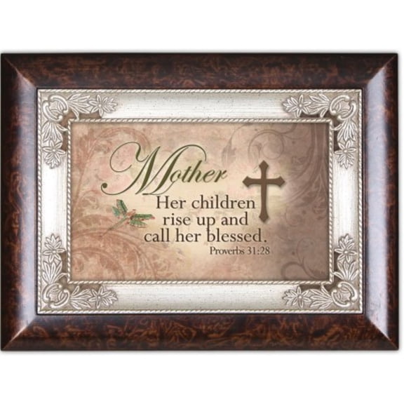 Mother Blessed Italian Style Burlwood Inspirational Cottage Garden Italian Inspired Traditional Music Box Plays Amazing Grace