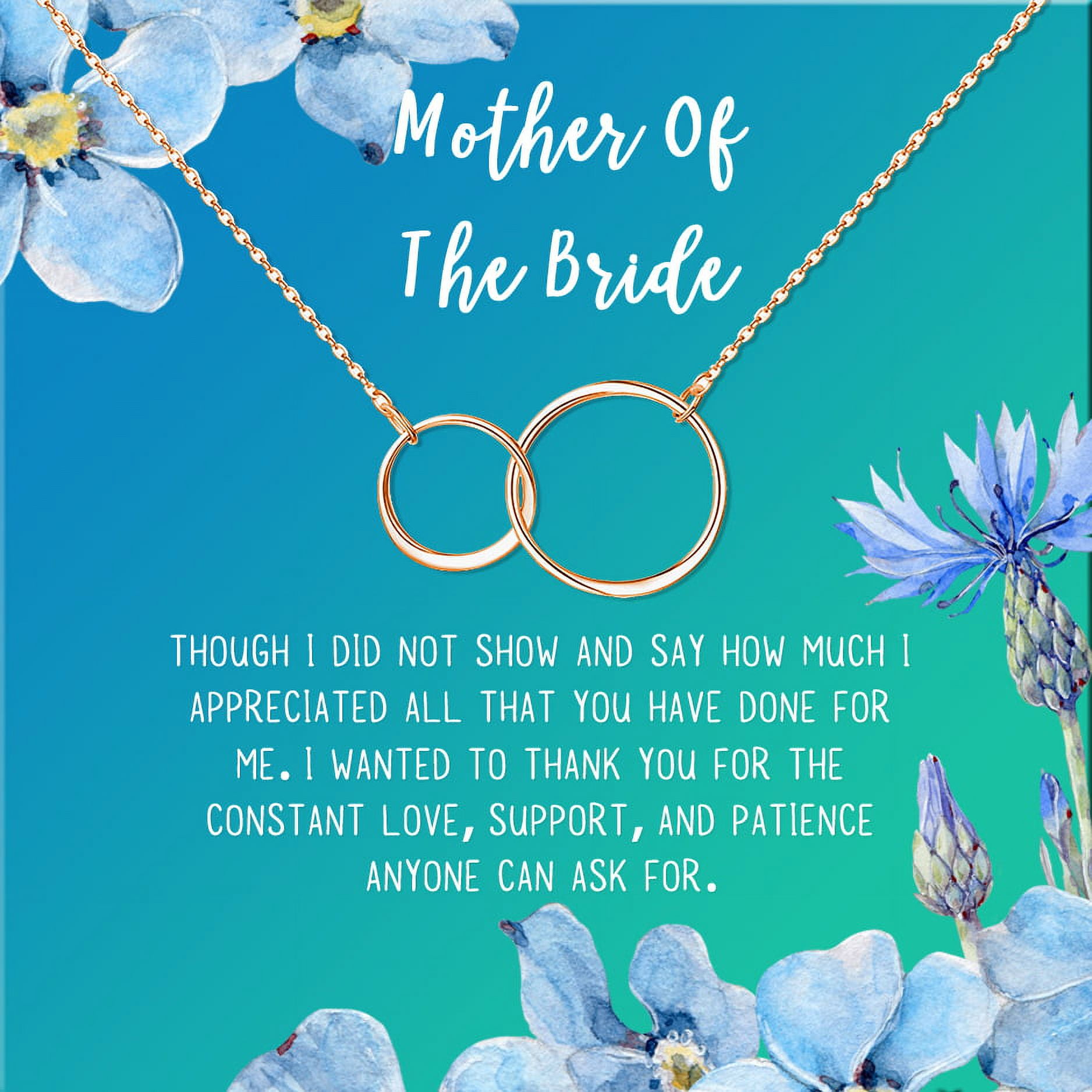 Mother of the Bride Mother's Day Gift, Jewelry Gift for Mother in Law, Necklace Card Gift Set, Gift for Mom, Gift for Her, Jewelry for Mom, Thank you Gift [Rose Gold Infinity Ring,Blue-Green Gradient]