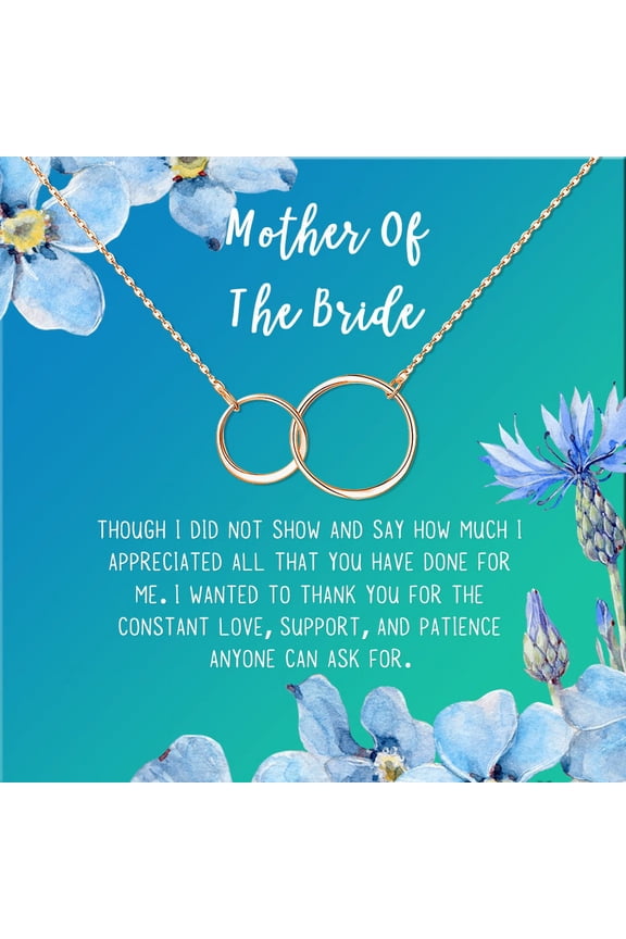 Mother of the Bride Mother's Day Gift, Jewelry Gift for Mother in Law, Necklace Card Gift Set, Gift for Mom, Gift for Her, Jewelry for Mom, Thank you Gift [Rose Gold Infinity Ring,Blue-Green Gradient]