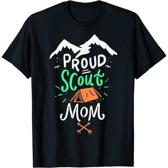 Mother Camping Scout Leader Gift T-Shirt Black X-Large