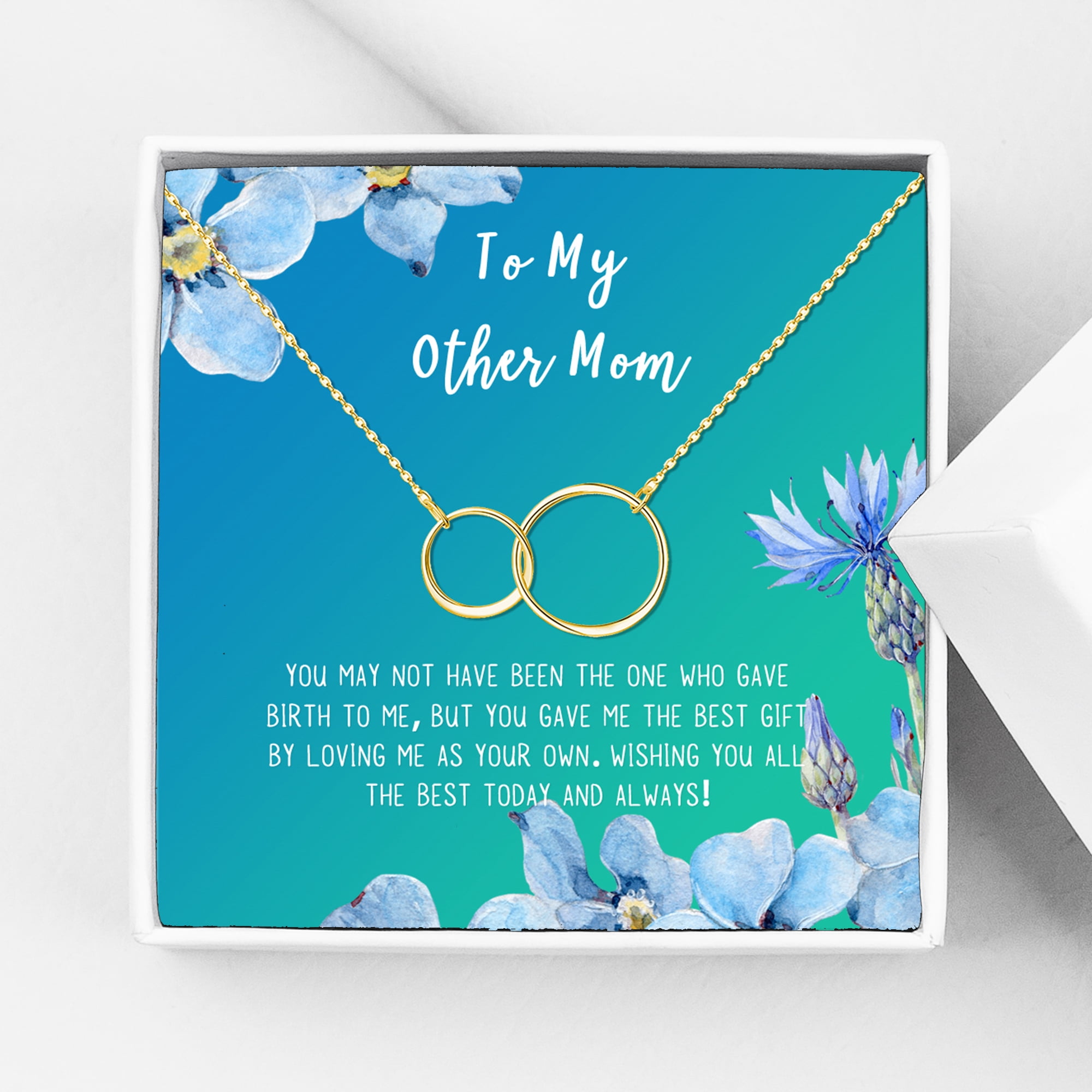 To My Other Mother Card and Necklace Gift, Mother's Day Gift for Step Mom, Jewelry and Card, Gift for Mom, Pendant Necklace with Card, Gift Set for Mom [Gold Infinity Ring, 18" Chain]