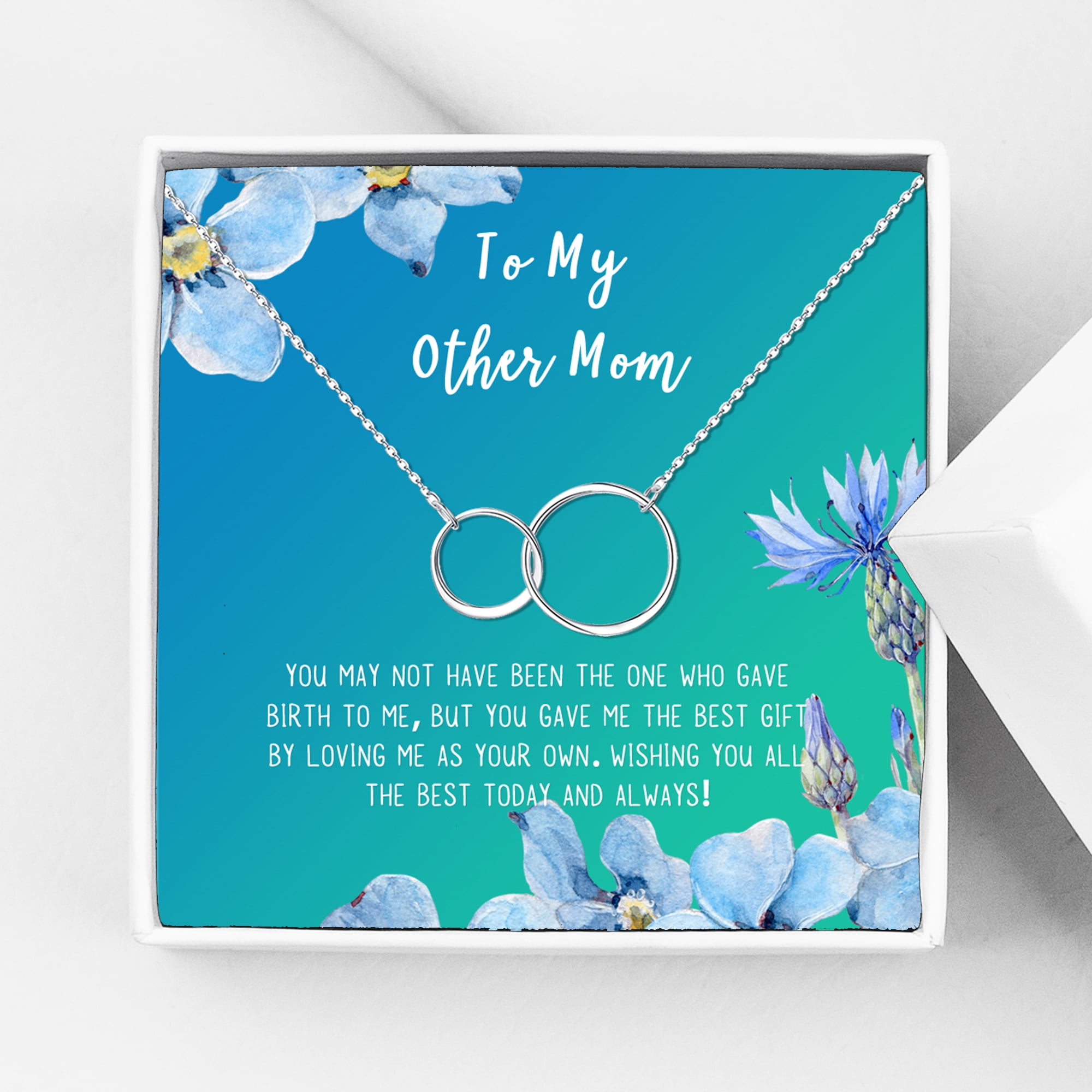 To My Other Mother Card and Necklace Gift, Mother's Day Gift for Step Mom, Jewelry and Card, Gift for Mom, Pendant Necklace with Card, Gift Set for Mom [Silver Infinity Ring, 18" Chain]