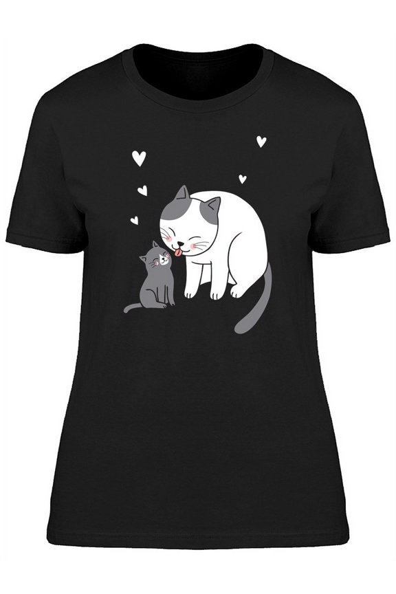 Mother Cat Licking Her Child T-Shirt Women -Image by Shutterstock, Female Medium