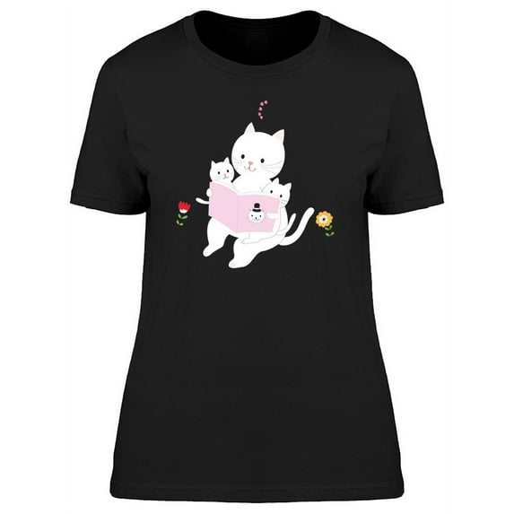 Mother Cat Reading Tales To Kids T-Shirt Women -Image by Shutterstock, Female Large