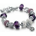 thumbnail image 1 of Mother Charms Bracelet for Women Murano Glass Beads Butterfly Flower Charms Amethyst Bracelets, 1 of 10