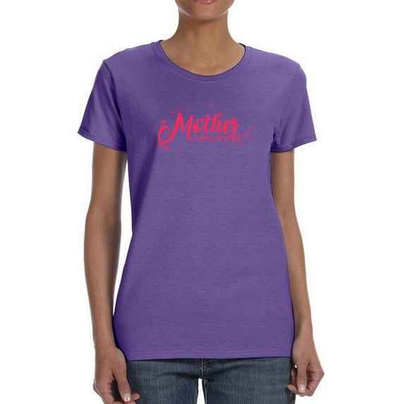 Mother Comes First Red Quote Shaped T-Shirt Women -Image by Shutterstock, Female XX-Large
