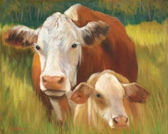 Mother Cow and Baby Canvas Art - Cheri Wollenberg (24 x 30)