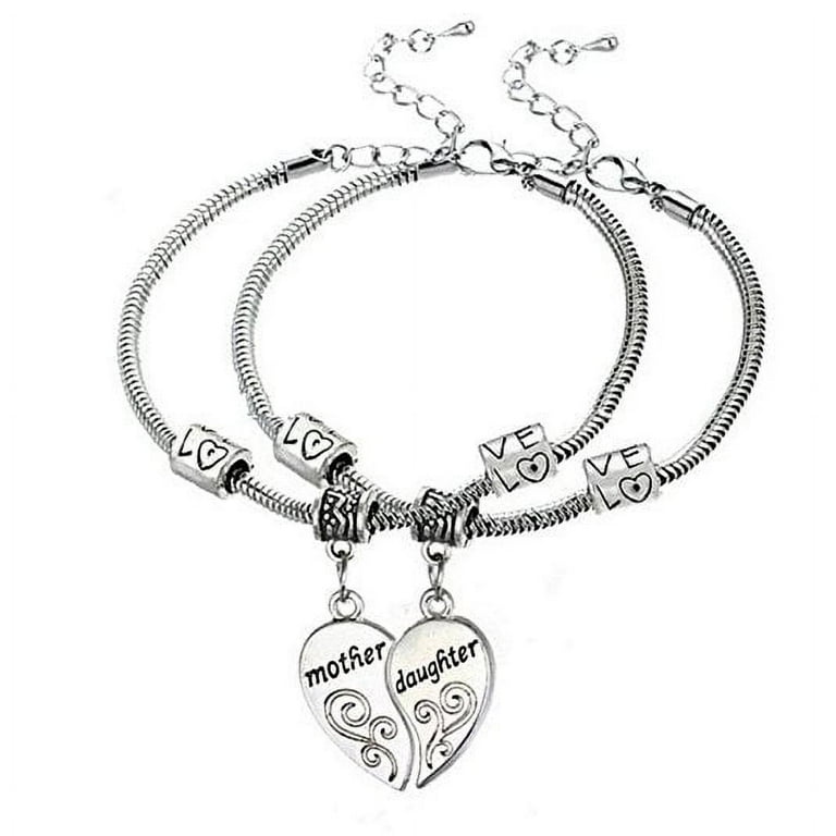 KEVCHE Mother Daughter Heart Adjustable Bracelet 6 8 inches 2 Piece Walmart