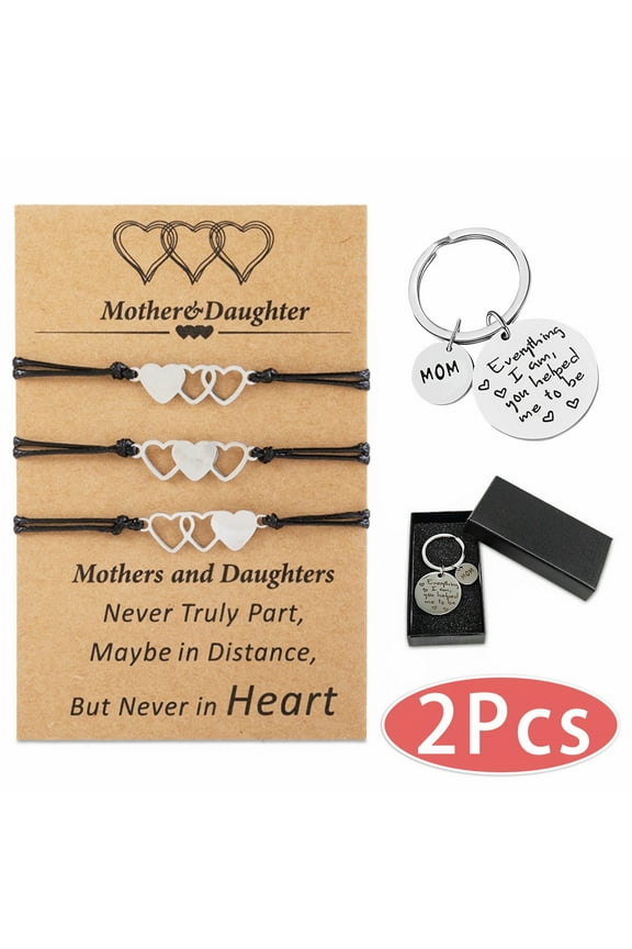 Mother Daughter Bracelets Mother Keychain Birthday/Mother Day Gift for Mom from Daughter Son Mommy Daughter Matching Bracelets for Christmas Valentine Design 1