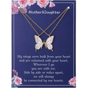 WEDDINEN Mother Daughter Butterfly Necklaces, Matching Mommy and Me Butterfly Pendant Necklace Set for 2, Mom Daughter Chain Jewelry, Mother's Day Gift (Gold)