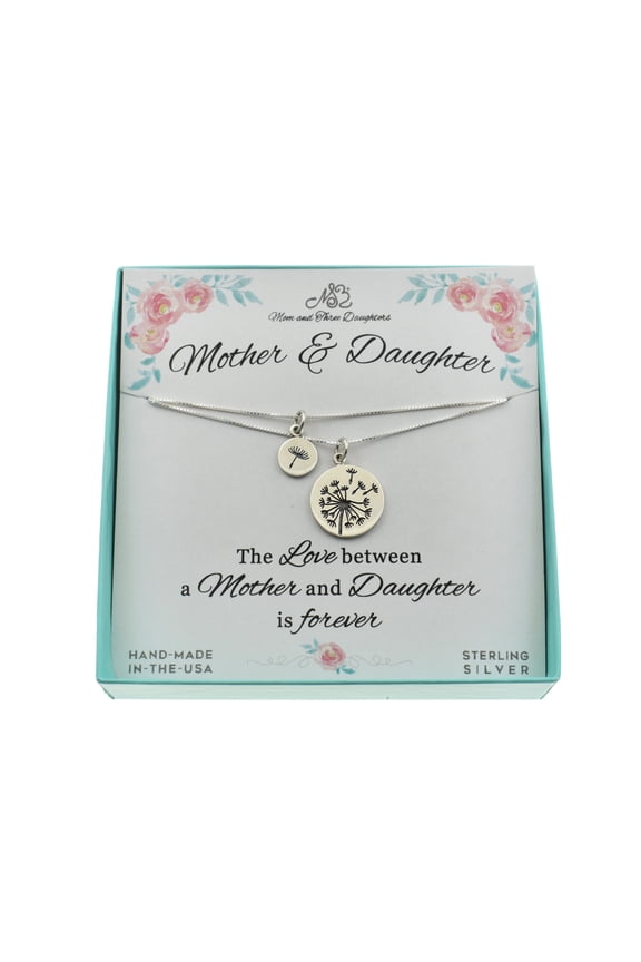Mother Daughter Dandelion Necklace Set In Sterling Silver. Mother Daughter Jewelry Gift. Gift for Mom and Daughter. Mother’s Day