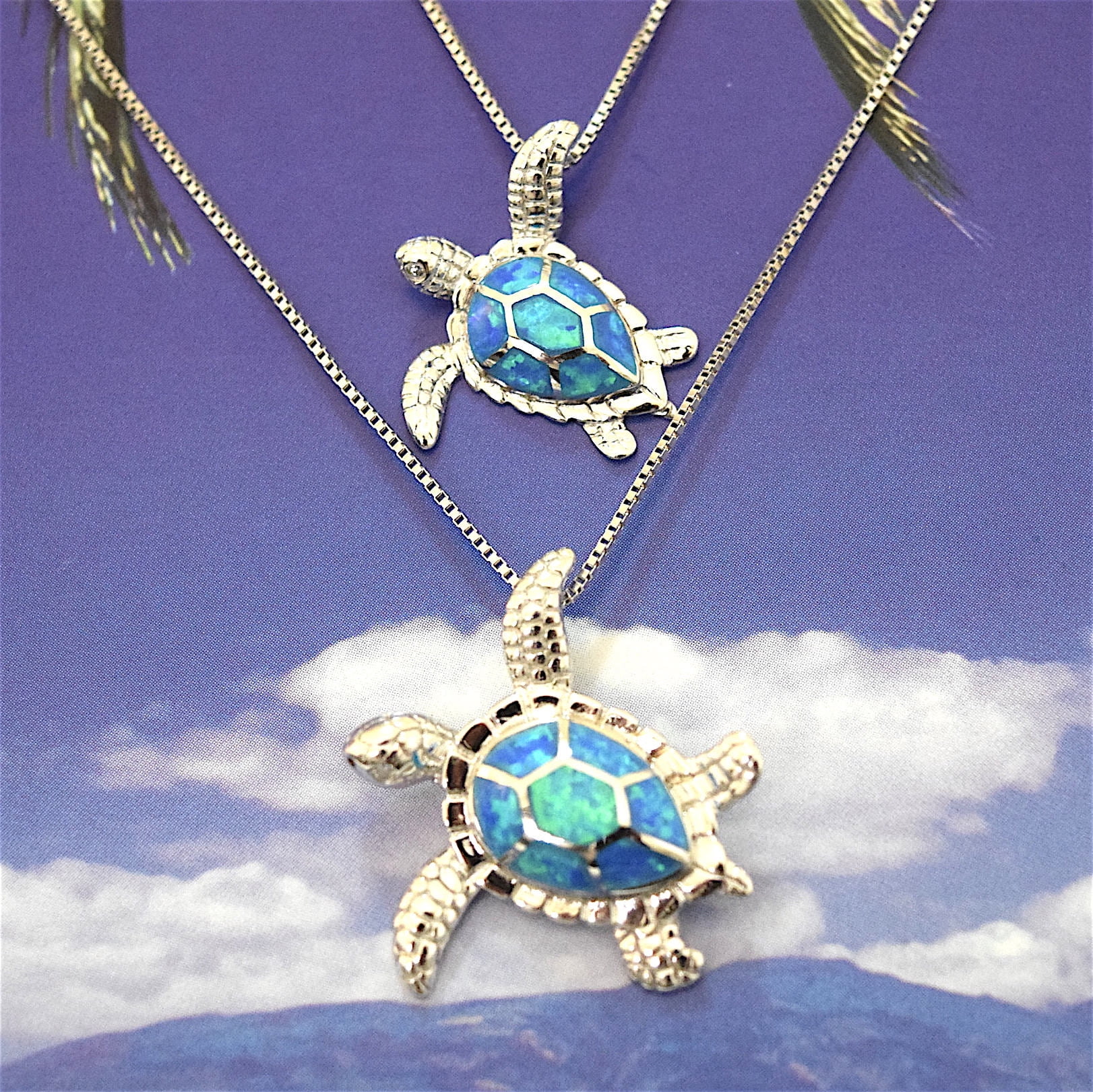 Sea Turtle Necklace Simulated Blue Opal Jewelry for Women Beach Jewelry  Bohemian | eBay
