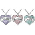 thumbnail image 1 of Mother Daughter Jewelry Gifts Necklaces, Heart Necklace Set, Matching Sister Pendant Necklaces, Big & Little Sisters Jewelry for Females (Big Sis Purple, Little Sis Pink, Mom Aqua Blue), 1 of 2