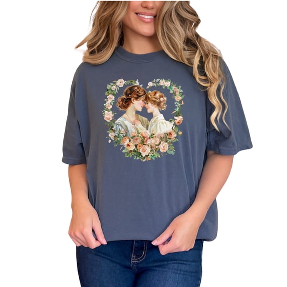 Mother Daughter Love Heart Floral Art T Shirt, Perfect Gift for Mom and Daughter, Cute and Unique Designs, Feel the Love, Denim Comfort Colors T-Shirt, Small