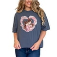 thumbnail image 1 of Mother Daughter Love Heart Floral Artwork Tee, Family Themed Graphic Shirt, Perfect Gift for Moms Daughters, Cute Matching Outfits, Denim Comfort Colors T-Shirt, Small, 1 of 1