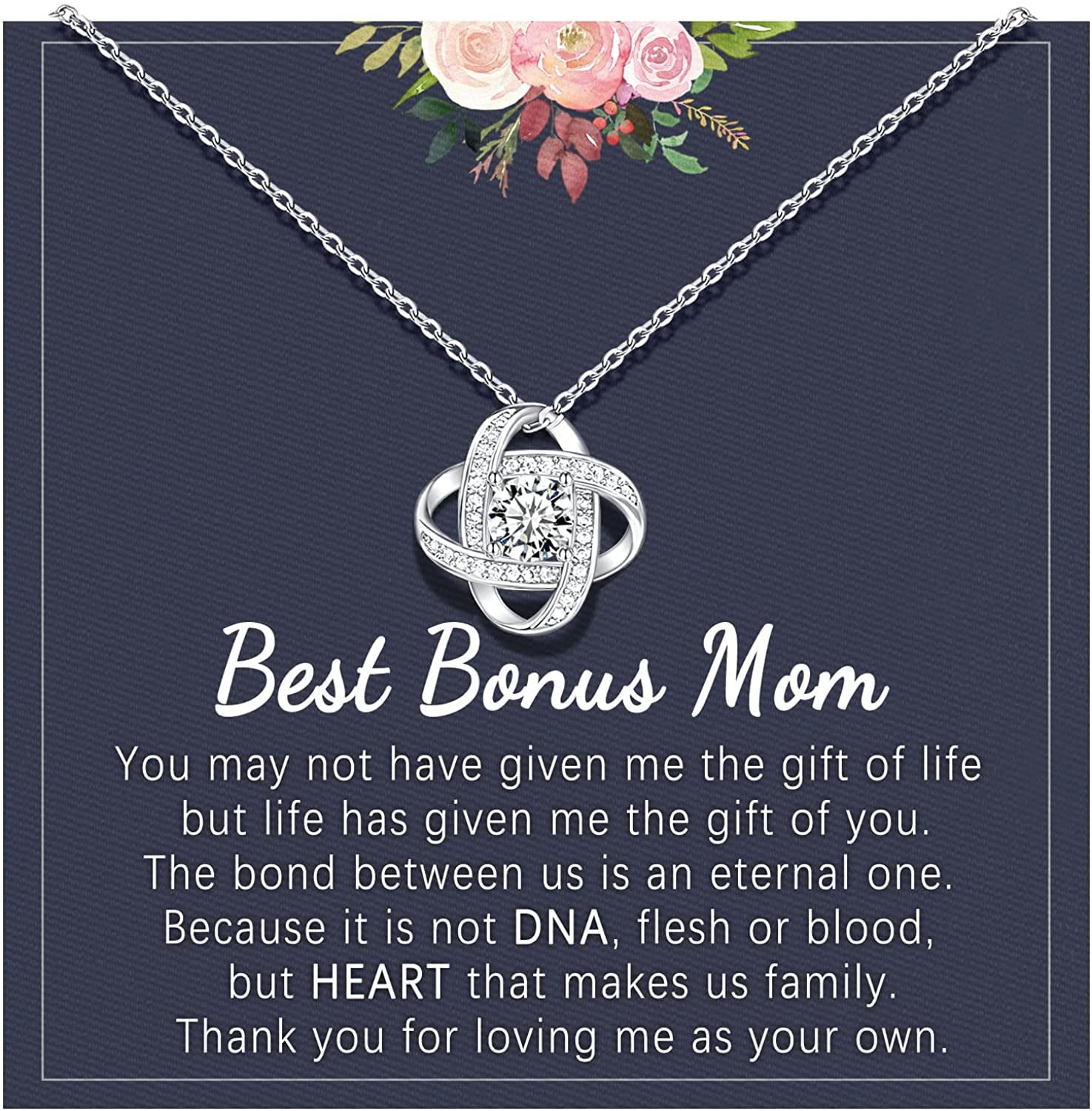 Mom Gift from Daughter Gifts for Mom from Son Mom Christmas Gift for Mom Gifts for Mom from Daughter - Necklace+CZ Diamond Just Poem-No Closing