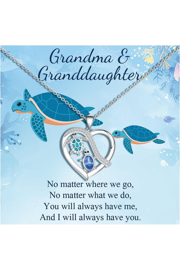 Mother Daughter Necklace/Grandma Granddaughter Necklace, Birthday Gifts for Aunt Niece Auntie Turtle Pendant Necklaces Jewelry Gifts for Women