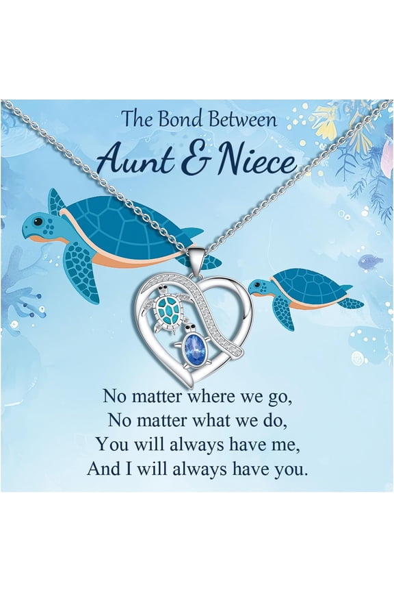 Mother Daughter Necklace/Grandma Granddaughter Necklace, Birthday Gifts for Aunt Niece Auntie Turtle Pendant Necklaces Jewelry Gifts for Women