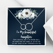 ANAVIA Mother Daughter Necklace Jewelry with Gift Box Card - Gifts for Mom, Daughter, Birthday, Mothers Day - Two Infinity Necklace for Women [Silver Infiniry Ring, No-Personalized Card]