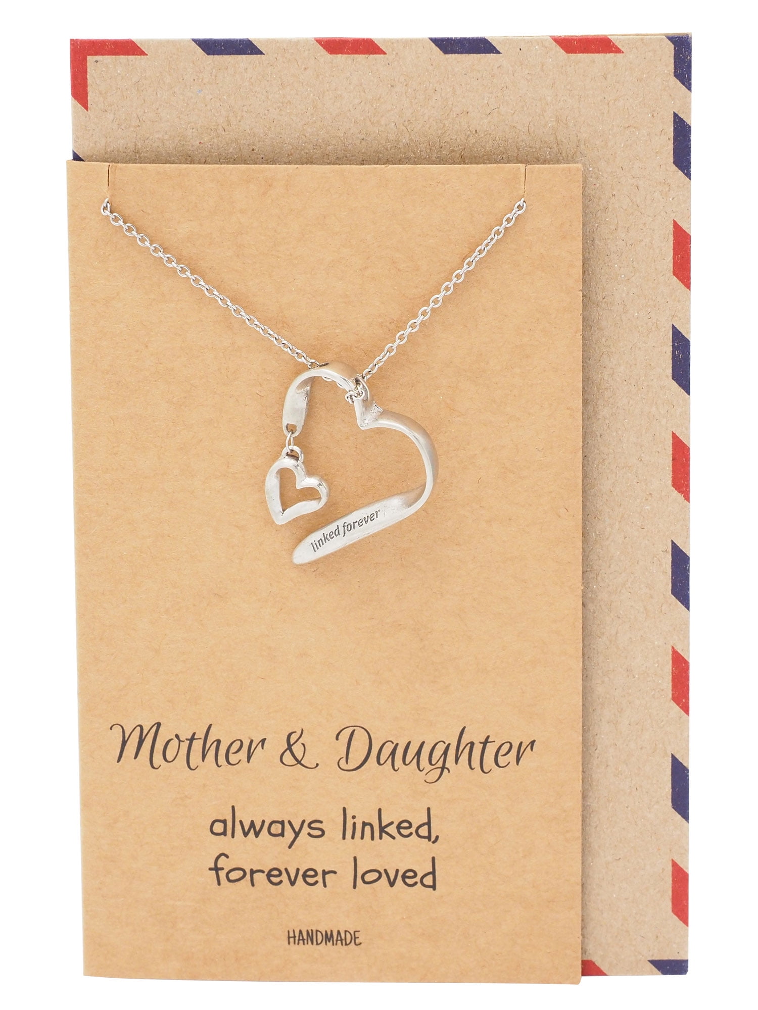 Mother Daughter Necklace, Mother Daughter Jewelry, Always Linked Engraved Heart Necklace, 16 inches to 18 inches, Silver Tone