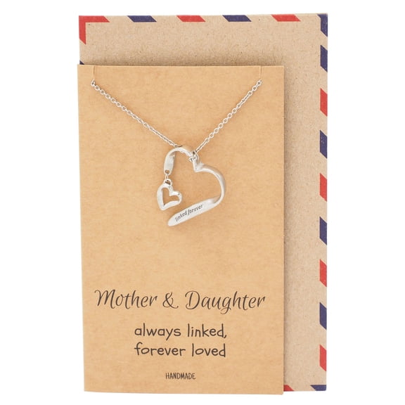 Mother Daughter Necklace, Mother Daughter Jewelry, Always Linked Engraved Heart Necklace, 16 inches to 18 inches, Silver Tone