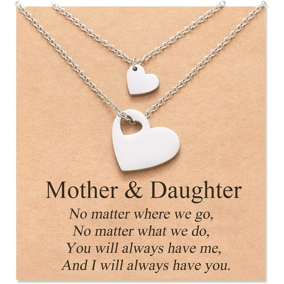 Mother Daughter Necklace Set for 2/3 Mothers Day Gifts for Mom Daughter Matching Heart Jewelry Mom Gifts from Daughters Birthday Gifts for Daughter Women