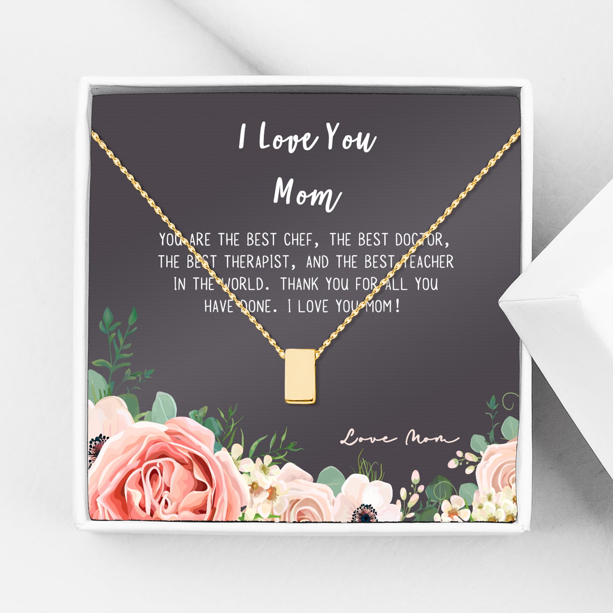 Mother Daughter Necklace - Two Gold Infinity Cube Necklaces, Mothers Day Jewelry Birthday Gift with Gift Box and Box [Gold Cube, No-Personalized Card]