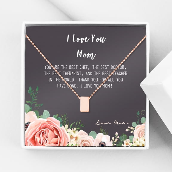 Mother Daughter Necklace - Two Rose Gold Infinity Cube Necklaces, Mothers Day Jewelry Birthday Gift with Gift Box and Box [Rose Gold Cube, No-Personalized Card]