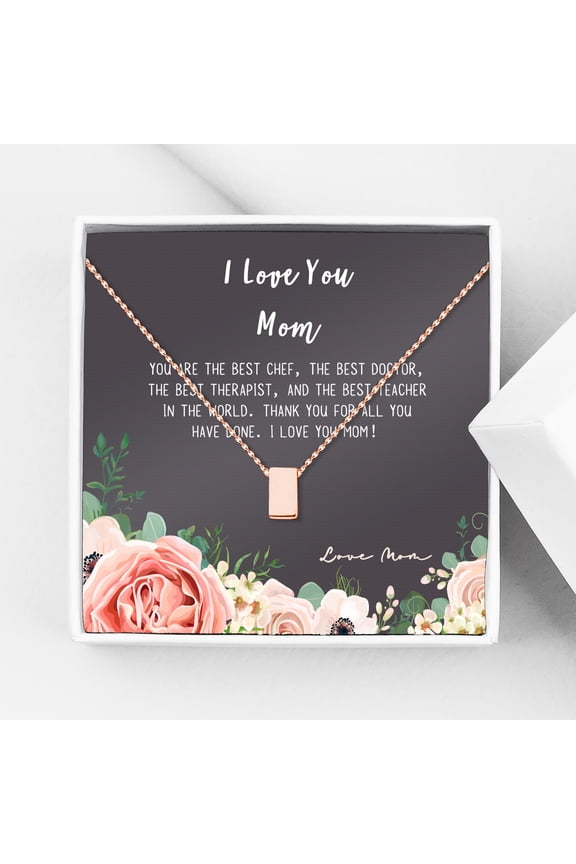 Mother Daughter Necklace - Two Rose Gold Infinity Cube Necklaces, Mothers Day Jewelry Birthday Gift with Gift Box and Box [Rose Gold Cube, No-Personalized Card]