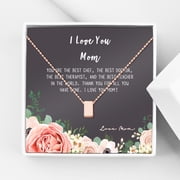 Mother Daughter Necklace - Two Rose Gold Infinity Cube Necklaces, Mothers Day Jewelry Birthday Gift with Gift Box and Box [Rose Gold Cube, No-Personalized Card]