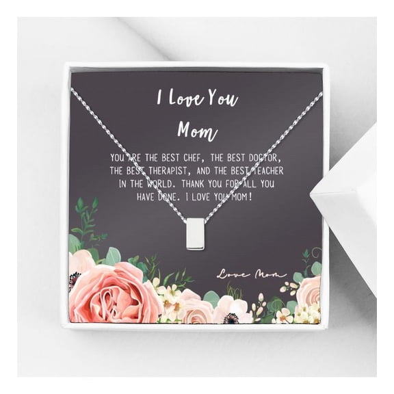 Mother Daughter Necklace - Two Silver Infinity Cube Necklaces, Mothers Day Jewelry Birthday Gift with Gift Box and Box [Silver Cube, No-Personalized Card]
