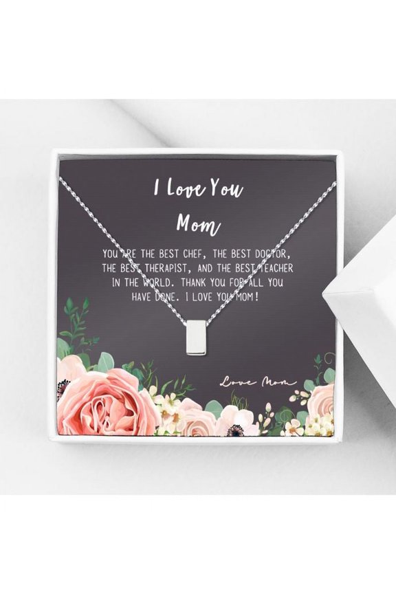 Mother Daughter Necklace - Two Silver Infinity Cube Necklaces, Mothers Day Jewelry Birthday Gift with Gift Box and Box [Silver Cube, No-Personalized Card]