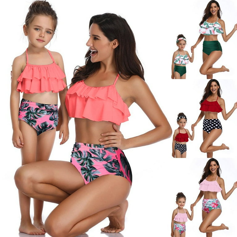 Mother Daughter Swimsuit Family Matching Girls Swimwear Women Bikini  Bathing Suit Set