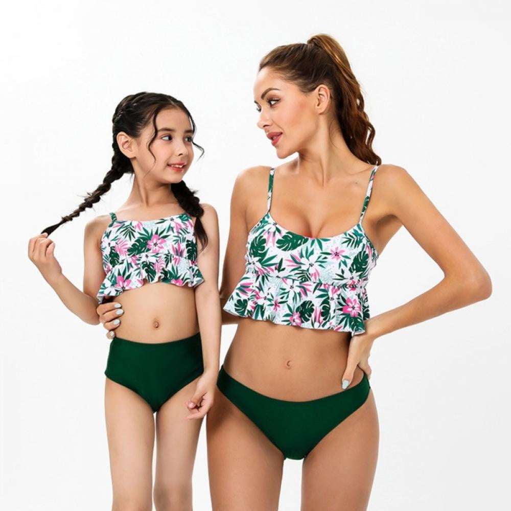 Sexy Two Piece Swimdress Swimsuits for Women Girl with Short Skirt Bottom  V-Neck 