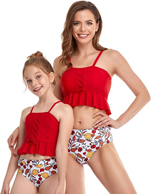 Mother Daughter Swimwear Family Matching Swimsuit Women Girl