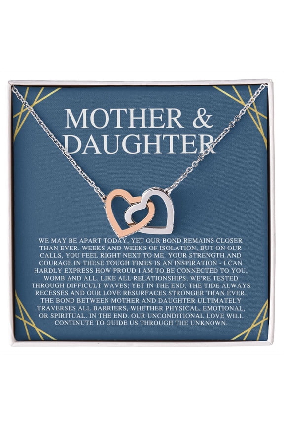 Mother & Daughter We May Be Apart Interlocking Hearts Necklace, Multi Interlocking Heart Necklace
