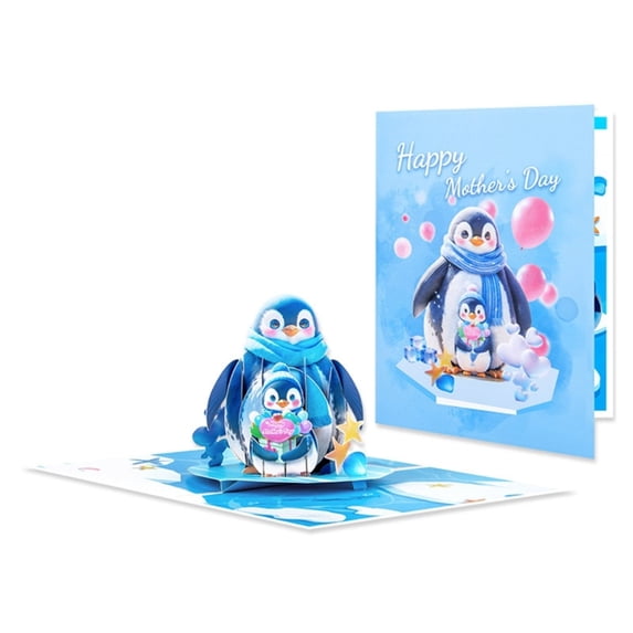 Mother Day Greetings Card 3D Penguin Pop Up Card,Birthday Card,Gift Cards For Valentines Day,Graduation, Anniversary