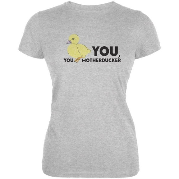 Mother Ducker Heather Grey Juniors Soft T-Shirt - Large