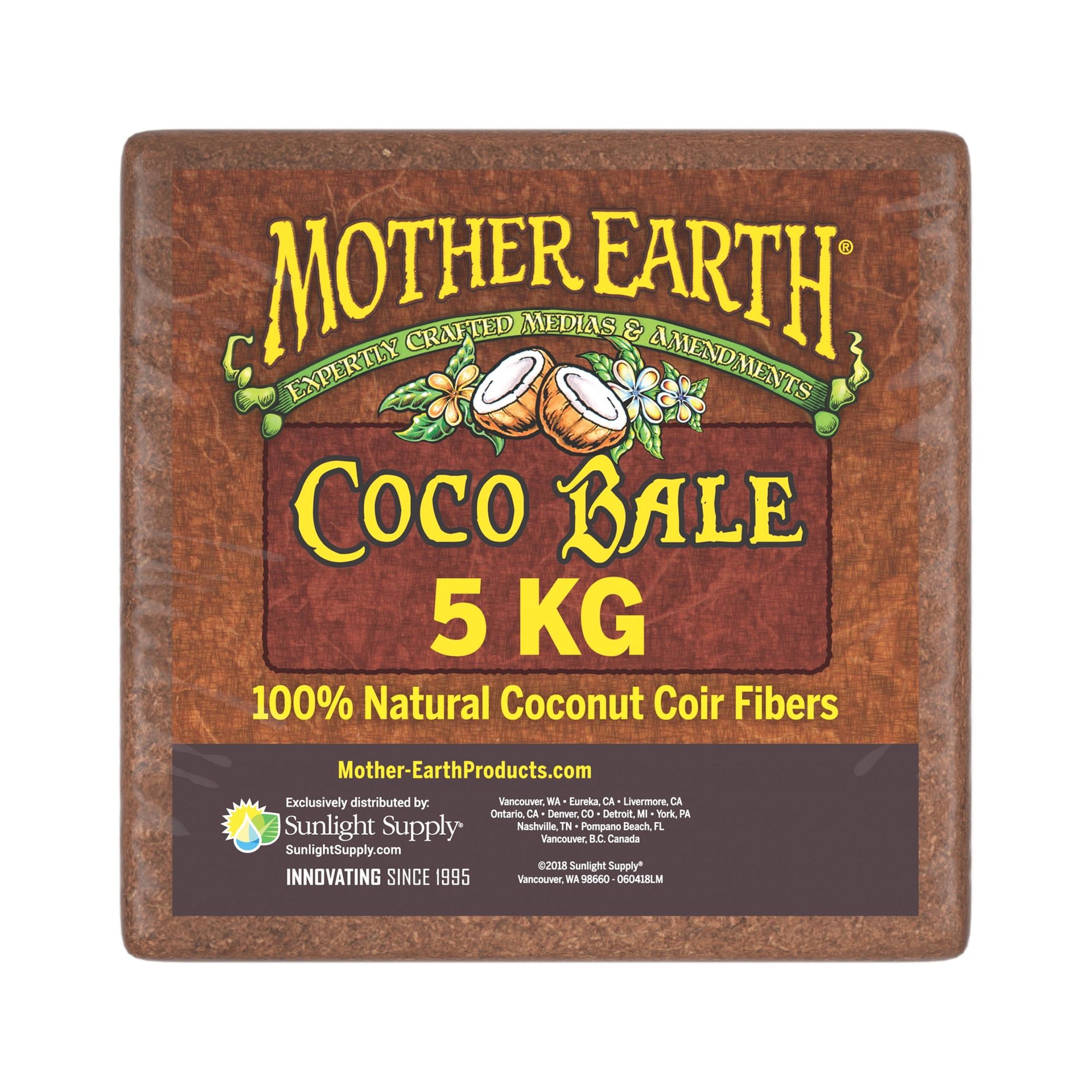 Mother Earth Coco Bale 5 kg, 100% Coconut Coir Fibers - image 1 of 8