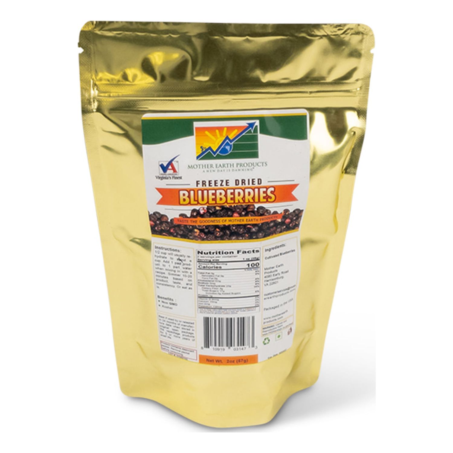 Mother Earth Freeze Dried Blueberries, 2 oz