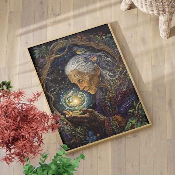 Mother Earth Goddess Wall Art Spiritual Nature Fantasy Decor, Unframed Canvas Size 8x12