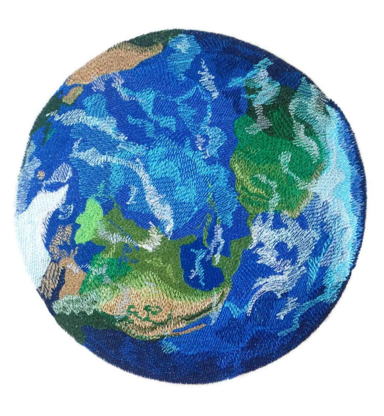 Mother Earth Our Planet Embroidered Iron on/Sew Applique Patch [ 7.8" x 7.69" ]