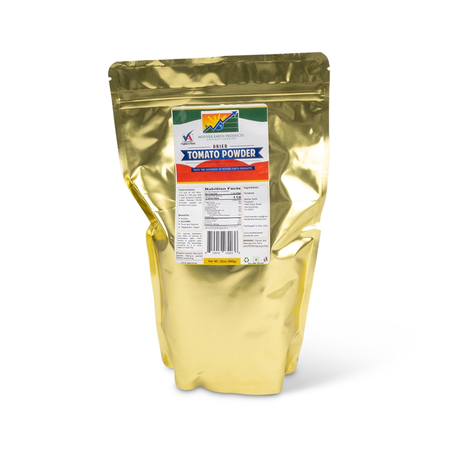 Air Dried Tomato Powder, Emergency Food, 1 Full Quart Mylar Bag