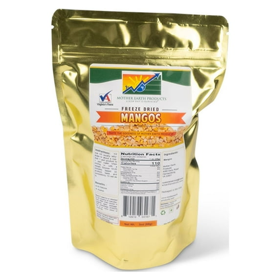 Mother Earth Products Freeze Dried Fruit Mangoes, 2 Cup Mylar Bag 3oz