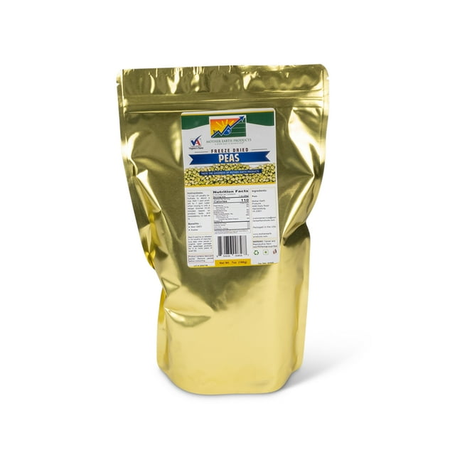 Mother Earth Products Freeze Dried Peas, 1 Full Quart Mylar Bag