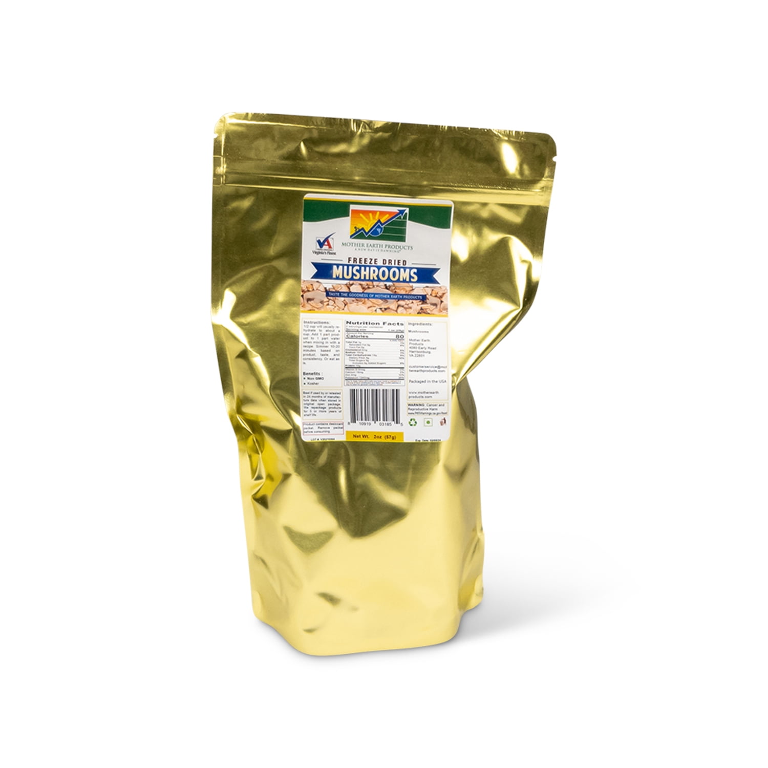 Mother Earth Products Freeze Dried Sliced Mushrooms, 1 Full Quart Mylar