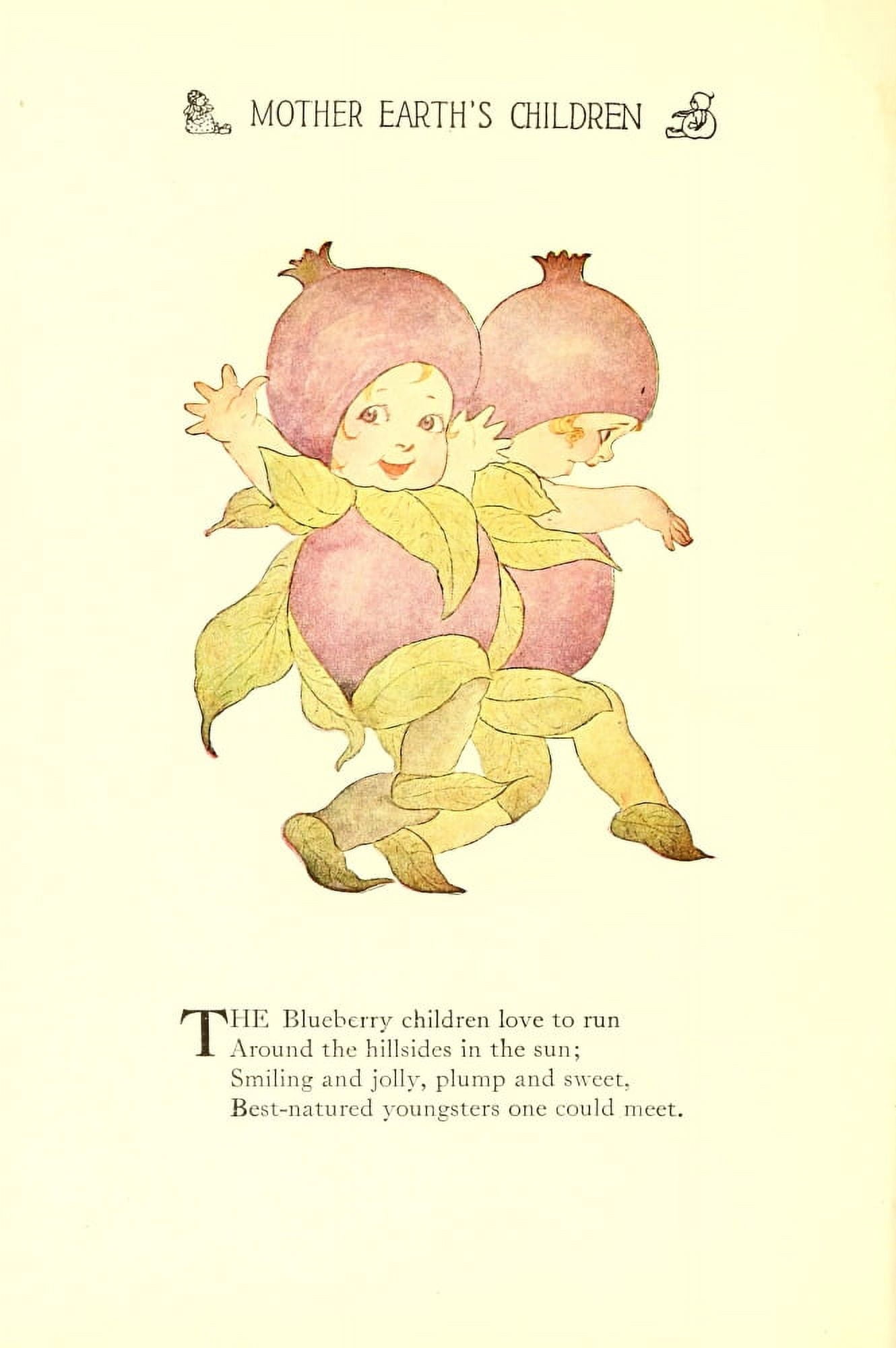 Mother Earths Children 1914 Blueberry Children Canvas Art - MT Ross (18 x 24)