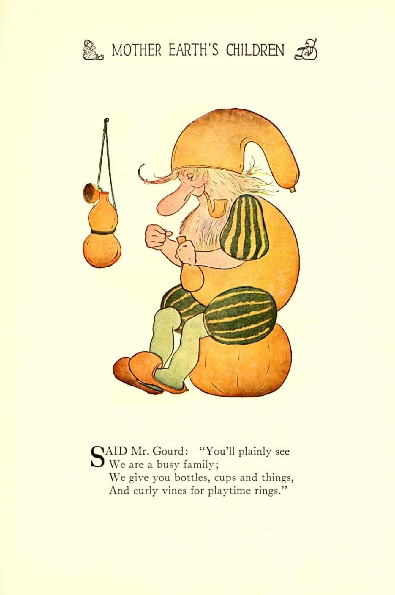 Mother Earths Children 1914 Mr Gourd Canvas Art - MT Ross (18 x 24)